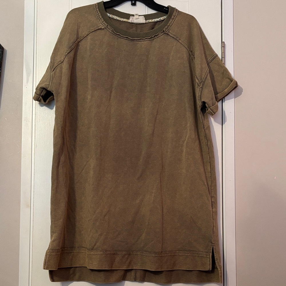 Umgee Women's Short Sleeve Tan Dress